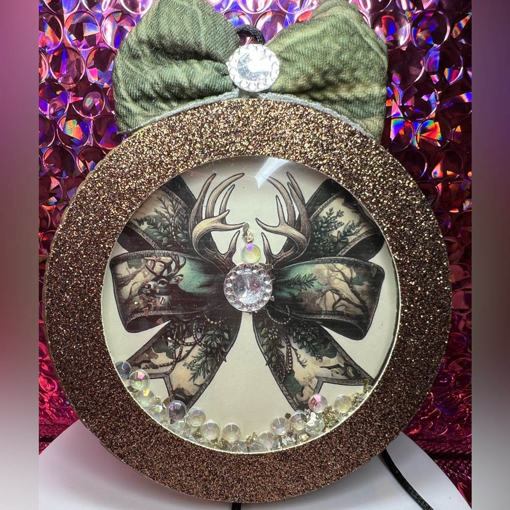 Glittery Brown and Green Deer Antler Car Freshie